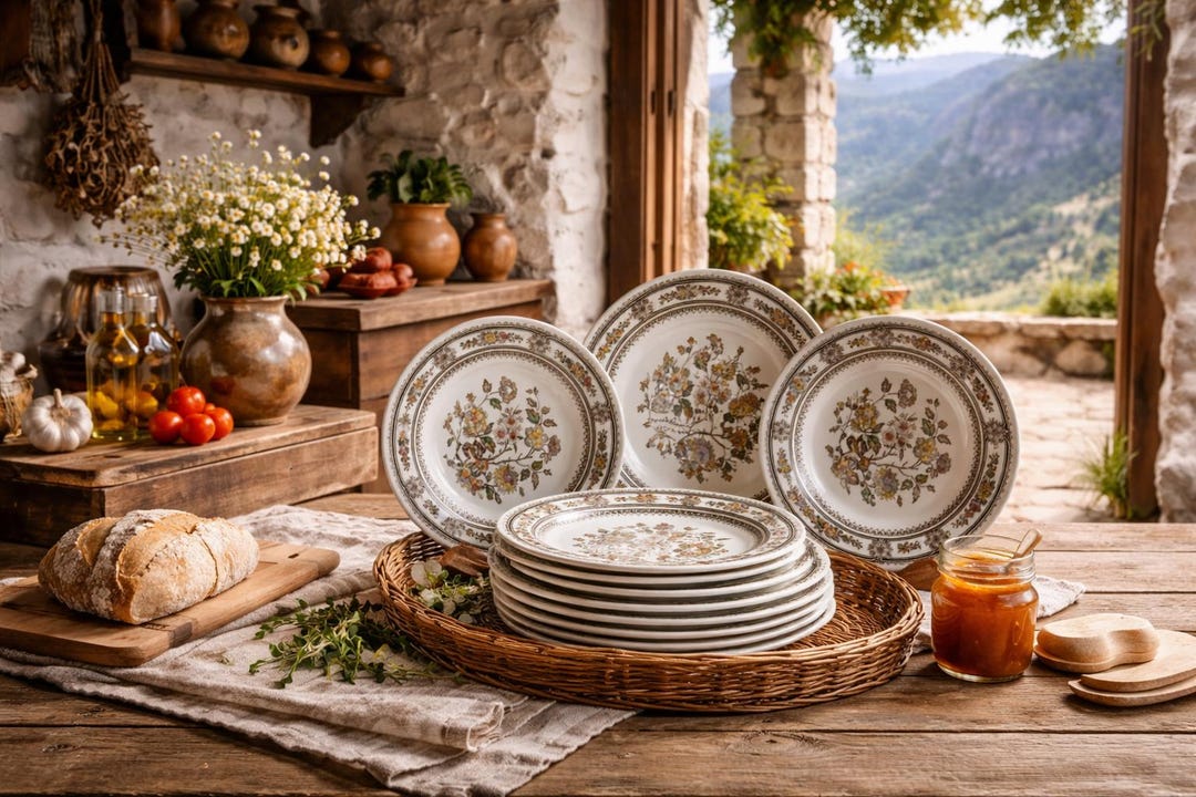 Vintage Wood & Sons Dinnerware Set: Floral Plates, Made in England