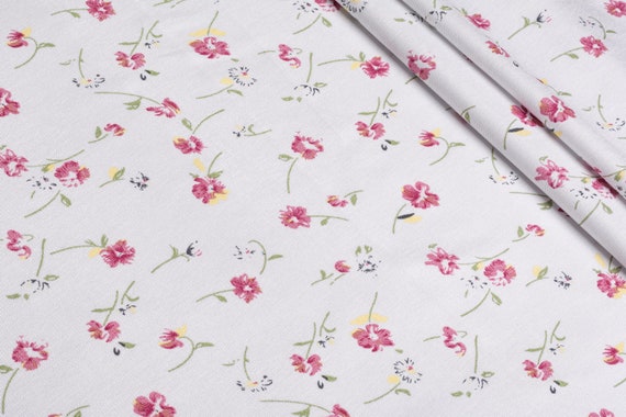 Tissu mélange viscose/coton 60/40 Tissu à fleurs naturelles pour
