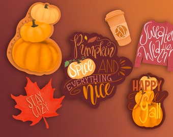 Herbst Sticker Pack, Kürbis Gewürz Sticker
