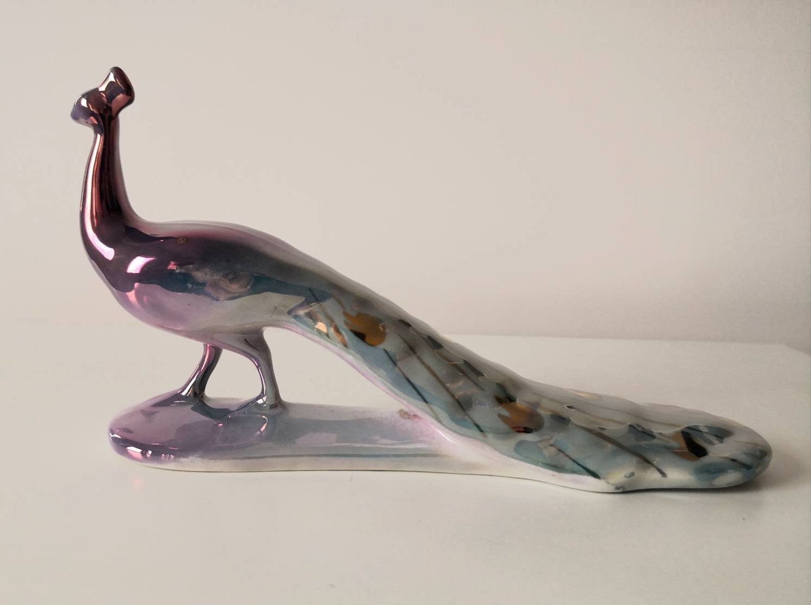 Peacock Statue / Vintage Porcelain Peacock Figurine / Etsy