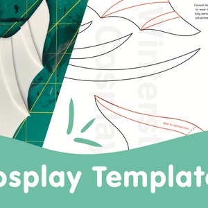 Puede incluir: Plantillas de cosplay para alas, con instrucciones para pegar a lo largo de las líneas punteadas. Las plantillas están impresas en papel blanco y están listas para ser recortadas y utilizadas.