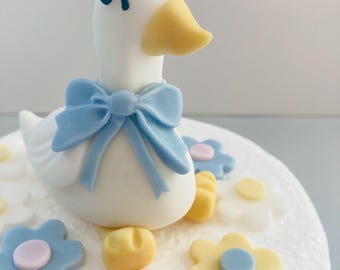 Décoration pour gâteau d'oie fondant fait main avec des fleurs