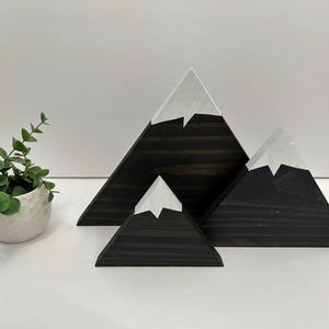 Pack of 3 mountain decor/ mountain shelf decor/ mini mountain decor/ Black wood decor/ Christmas gift for home/ housewarming gift/