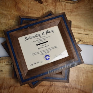 Custom Picture Frame | 11 x 14 | Epoxy | Associates/Bachelors/Masters | Diploma Frame | Customizable | Black Walnut | Maple | Cherry