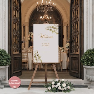 Blush & Gold Wedding Welcome Sign | Editable Wedding Signage | Elegant Wedding Sign