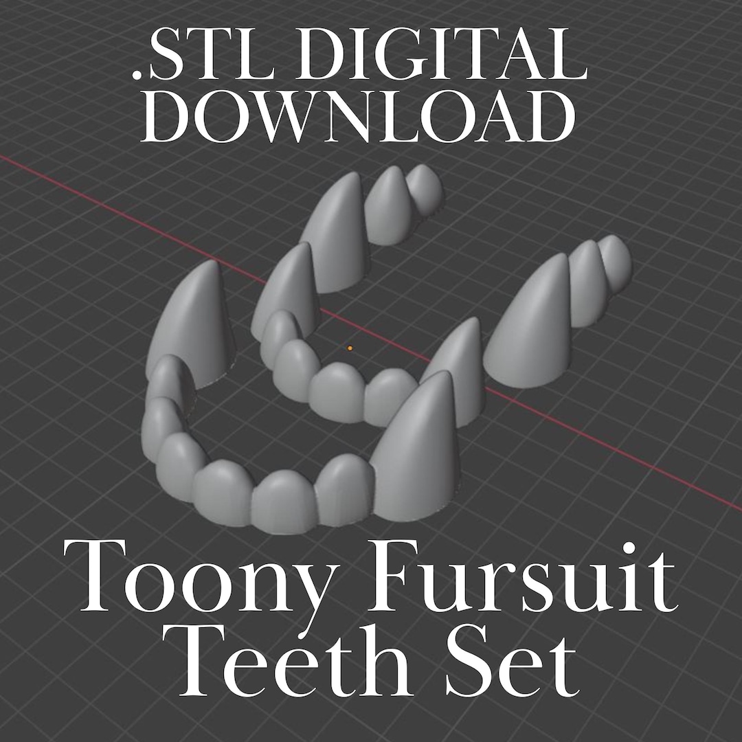 Tooth Stl File Toony Fursuit Teeth Set 3D Printing .STL File - Etsy