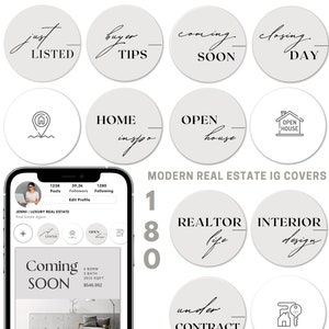 180 Modern Real Estate Instagram Highlights| Realtor IG Story Icons | IG Highlight Covers | Realtor Graphic Highlight Icons