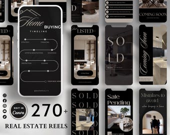 270 Real Estate Reels | Real Estate Marketing Video Bundle |Instagram Reels | TikTok Reels| Realtor Social Media Marketing |Canva Video Post