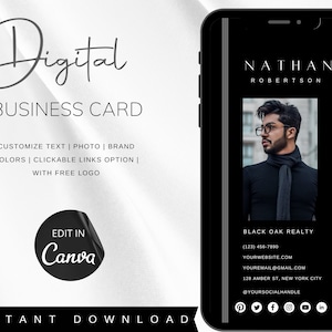 Modelo de Cartão de Visita Digital Moderno | Cartão de Visita Digital Personalizado para Corretores de Imóveis | Cartão de Visita Virtual | Cartão de Visita Minimalista Canva