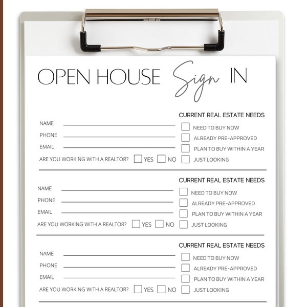 Best Seller Open House Editable Sign In Sheets | Real Estate Marketing | Open House |Estate Agent | Printable Template| Realtor Marketing