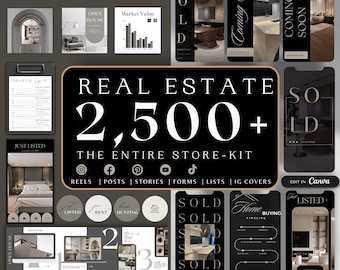 2500 Real Estate Templates Bundle| Realtor IG Videos| Real Estate Listing Bundle| Highlight Icons| Real Estate Engagement| Carousel Posts
