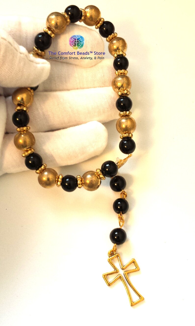 Comfort Beads™ MiniRosary Prayer Beads Black and Gold Worry Etsy