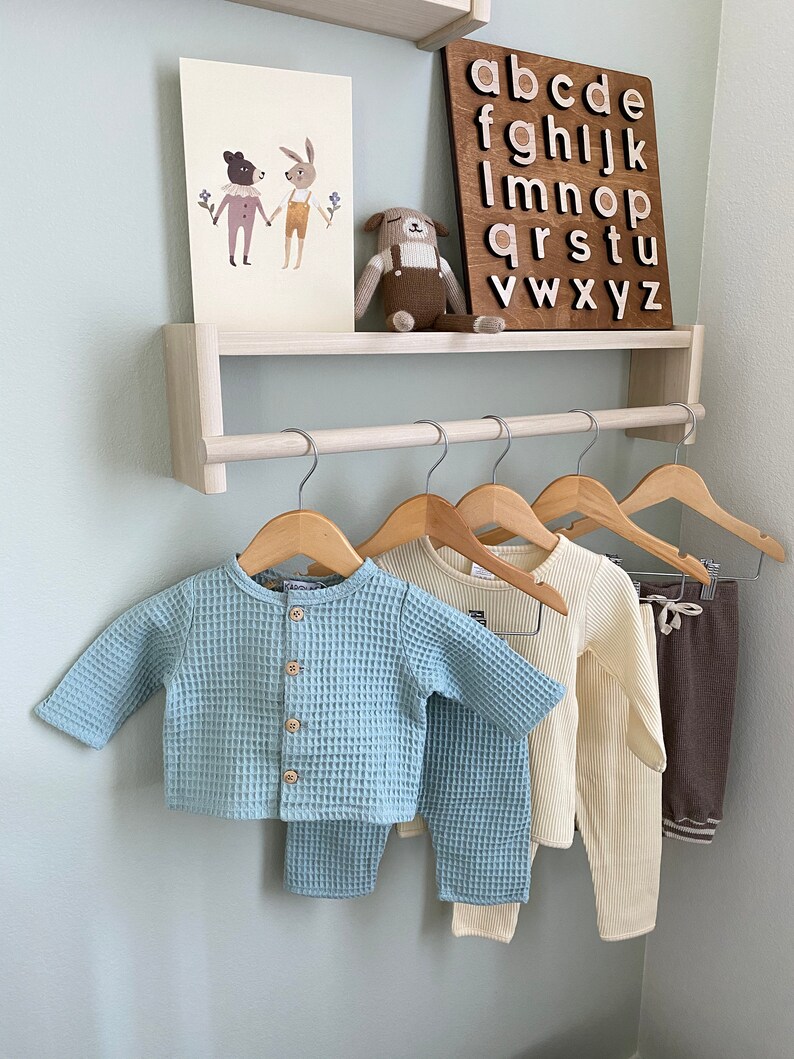 Nursery Bookshelf Kids Shelf Shelf With Rod Nursery Wall Etsy