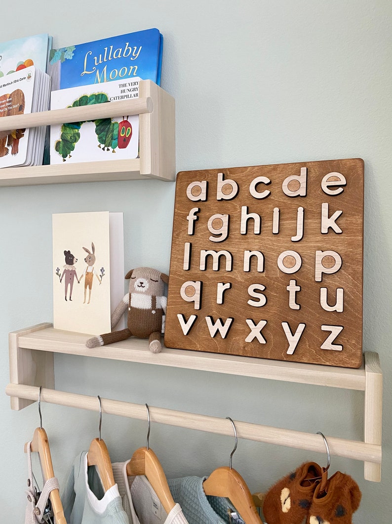 Nursery Bookshelf Kids Shelf Shelf With Rod Nursery Wall Etsy