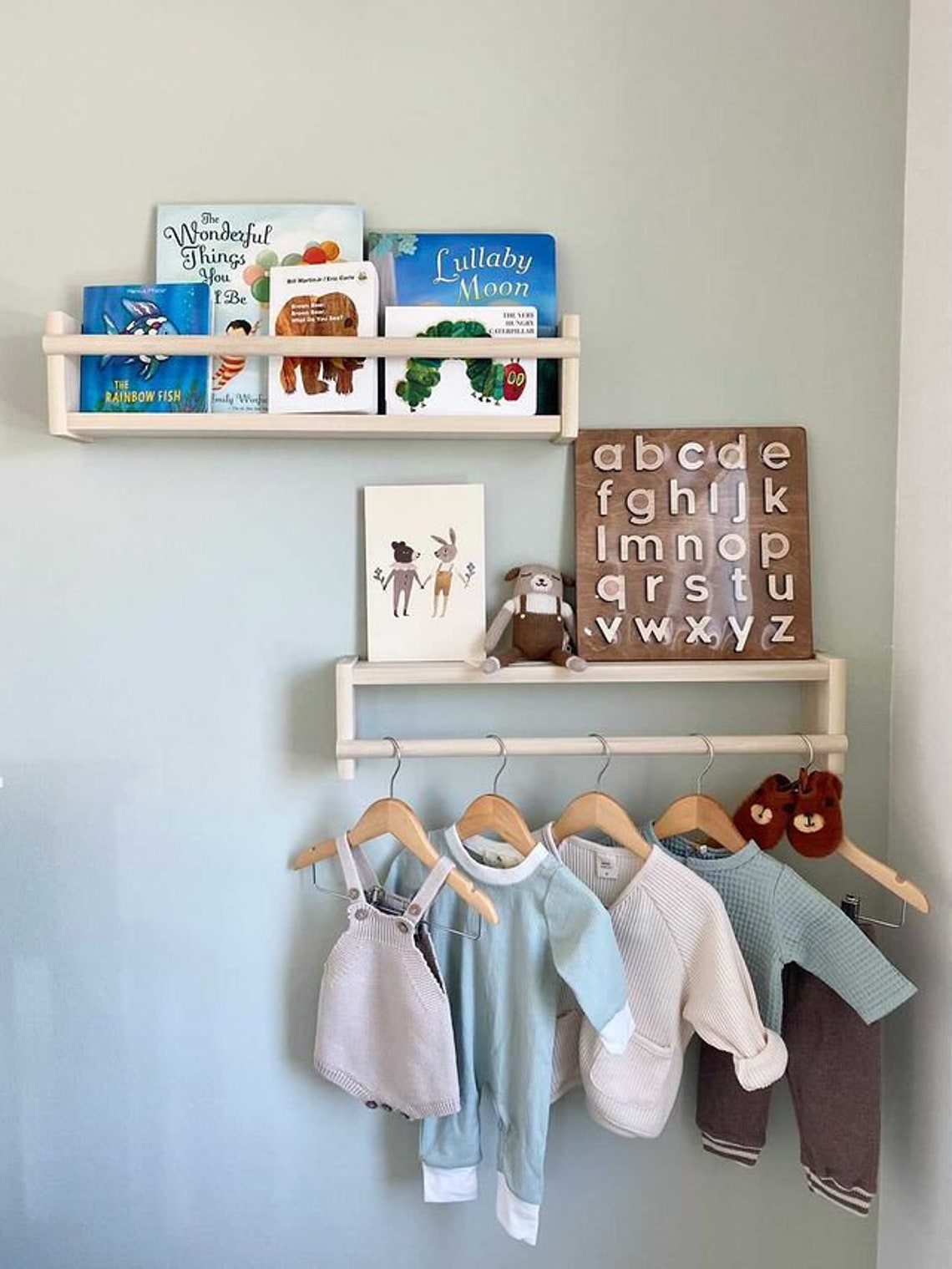 Nursery Bookshelf Kids Shelf Shelf with Rod Nursery Wall Etsy
