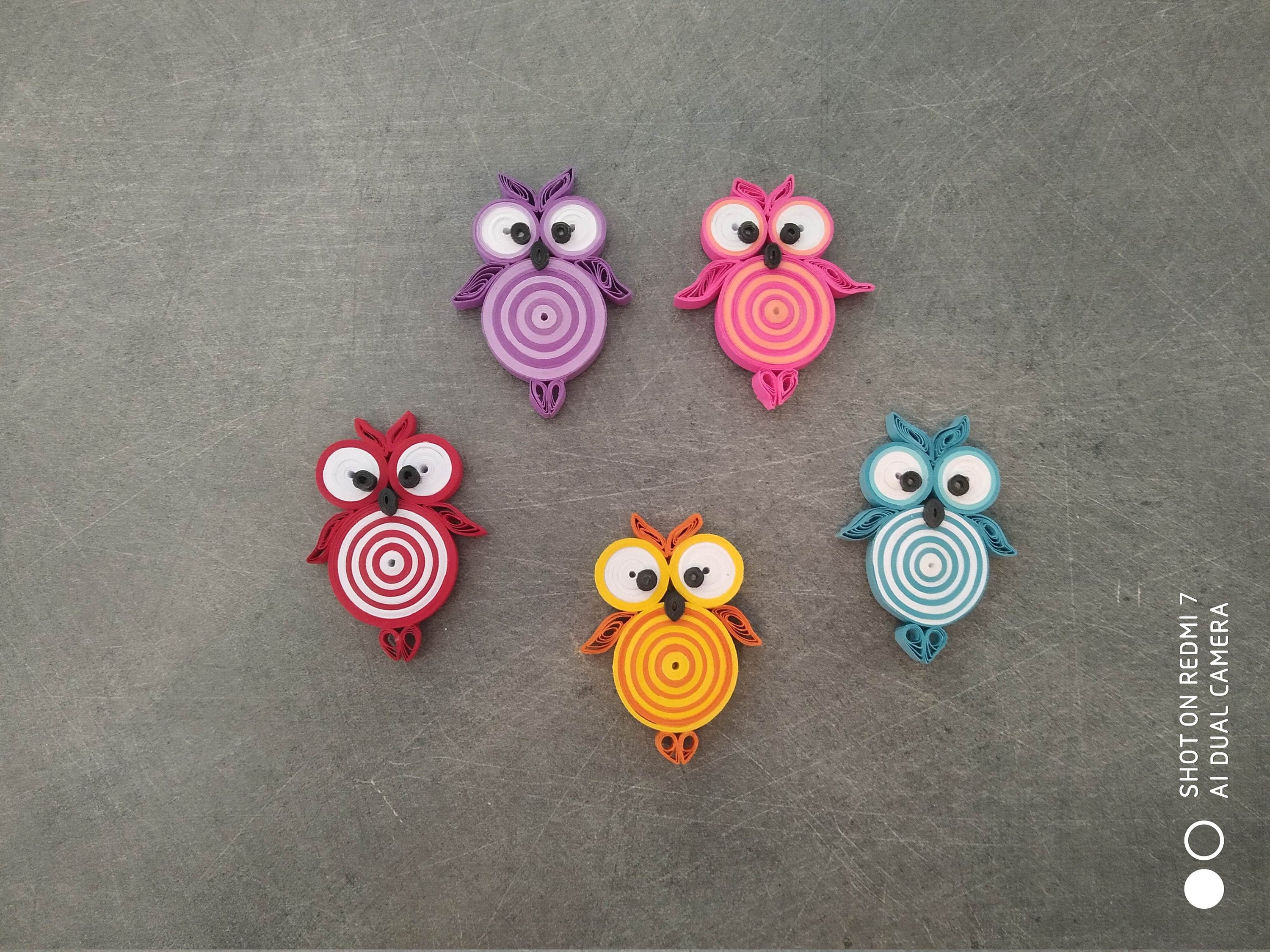 Magnet Hibou Fait Main en Papier - Technique Quilling Handmade Magnet Cadeau Original Anniversaire