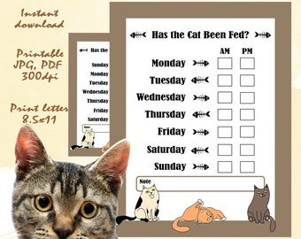 Cat Care Chart | Etsy