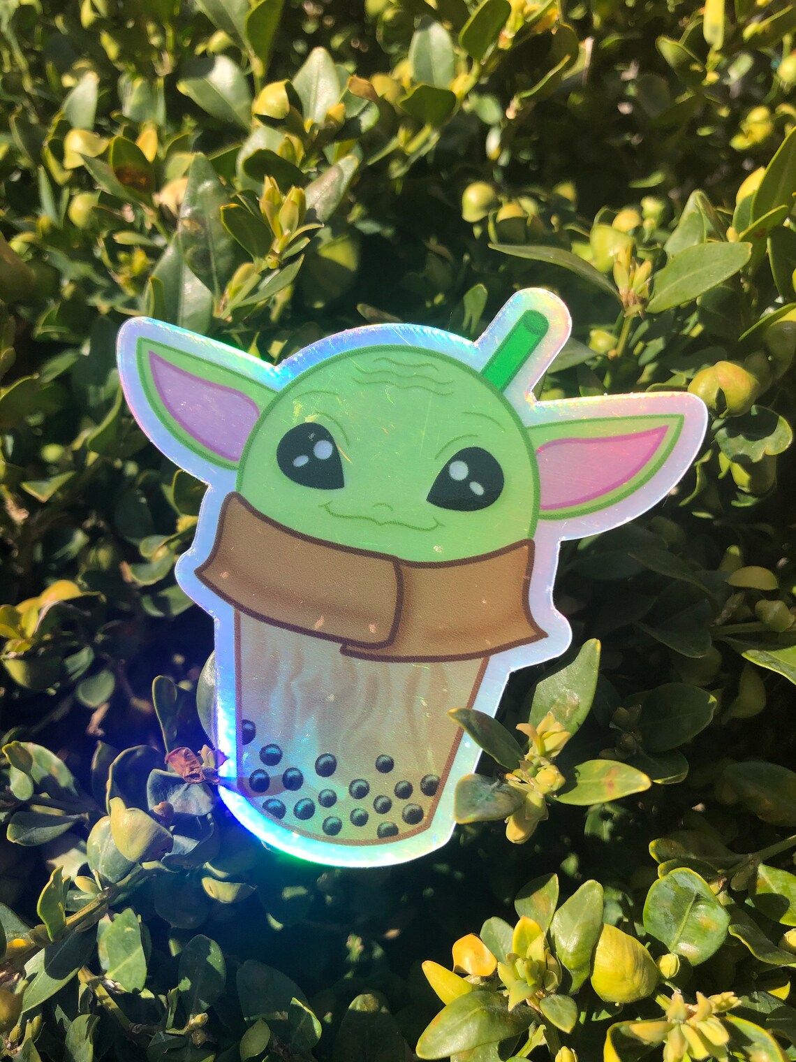 Holographic Baby Yoda Boba Sticker Etsy