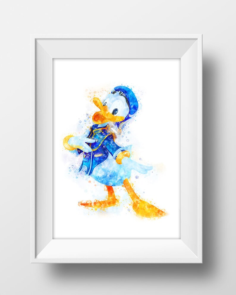 Donald Duck Poster Print Donald Duck Watercolor Poster Disney | Etsy