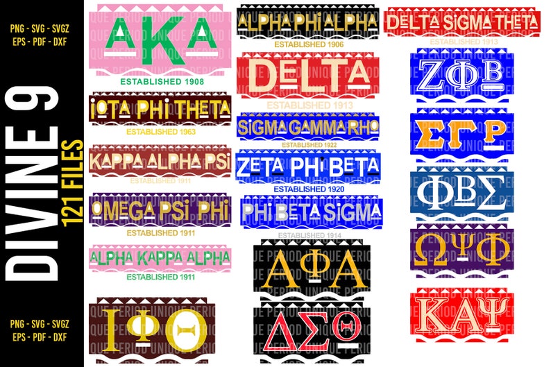 HBCU Divine 9 Fraternities Sororities SVG png pdf dxf eps Etsy