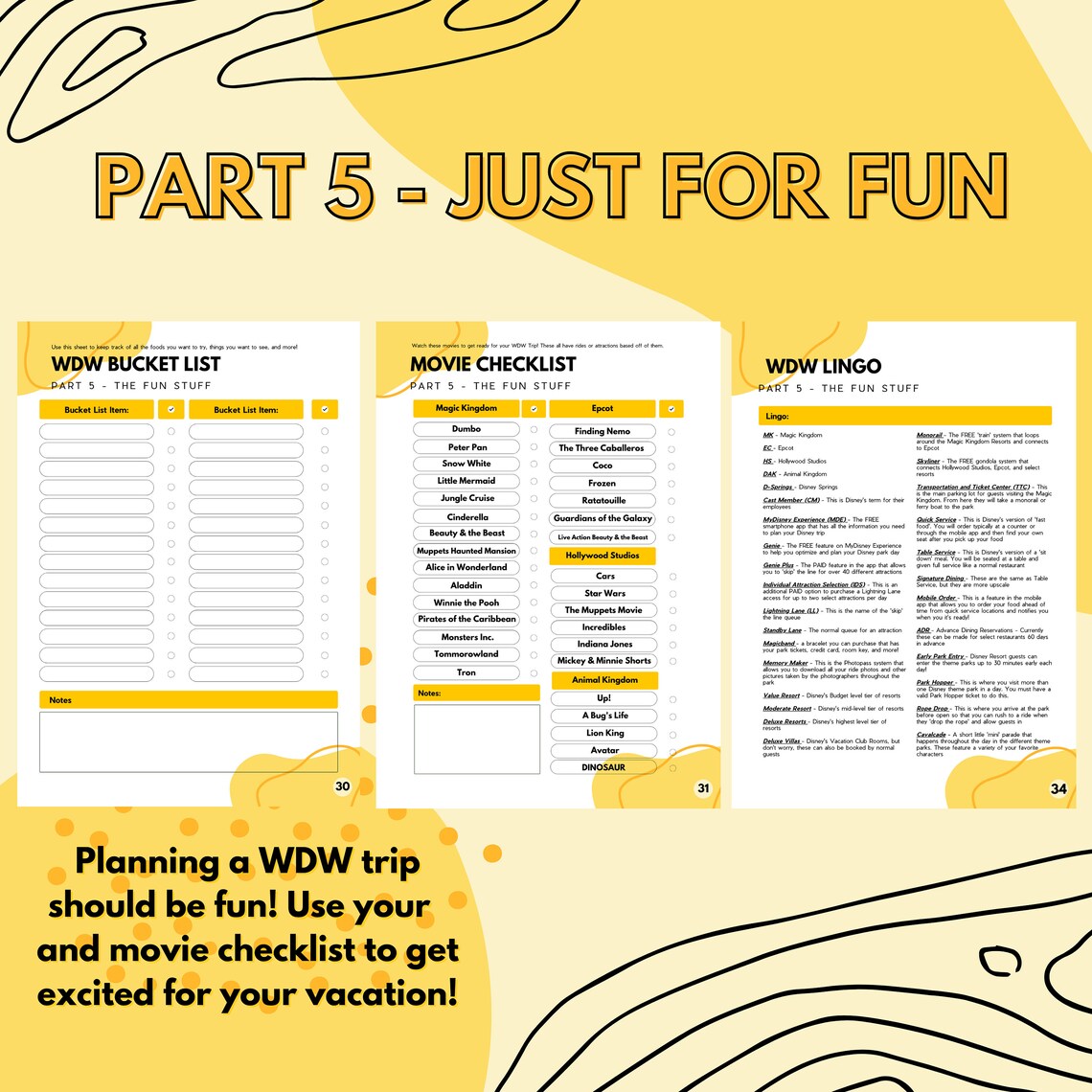 Magical WDW Vacation Planner PDF Printable Planning Worksheets | Etsy