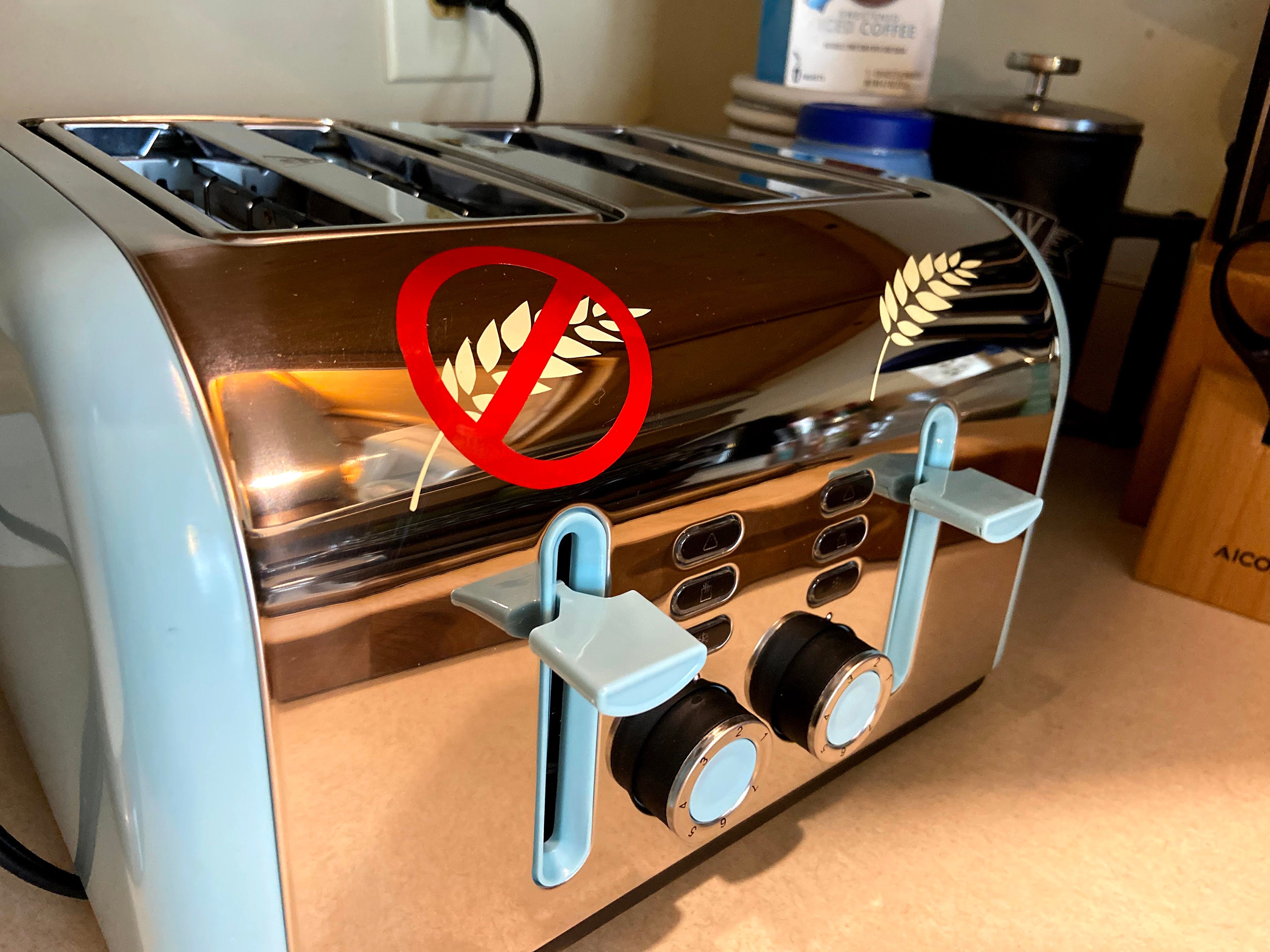 Kitchen vinyl stickers / labels Trash or Recycling, gluten or gluten