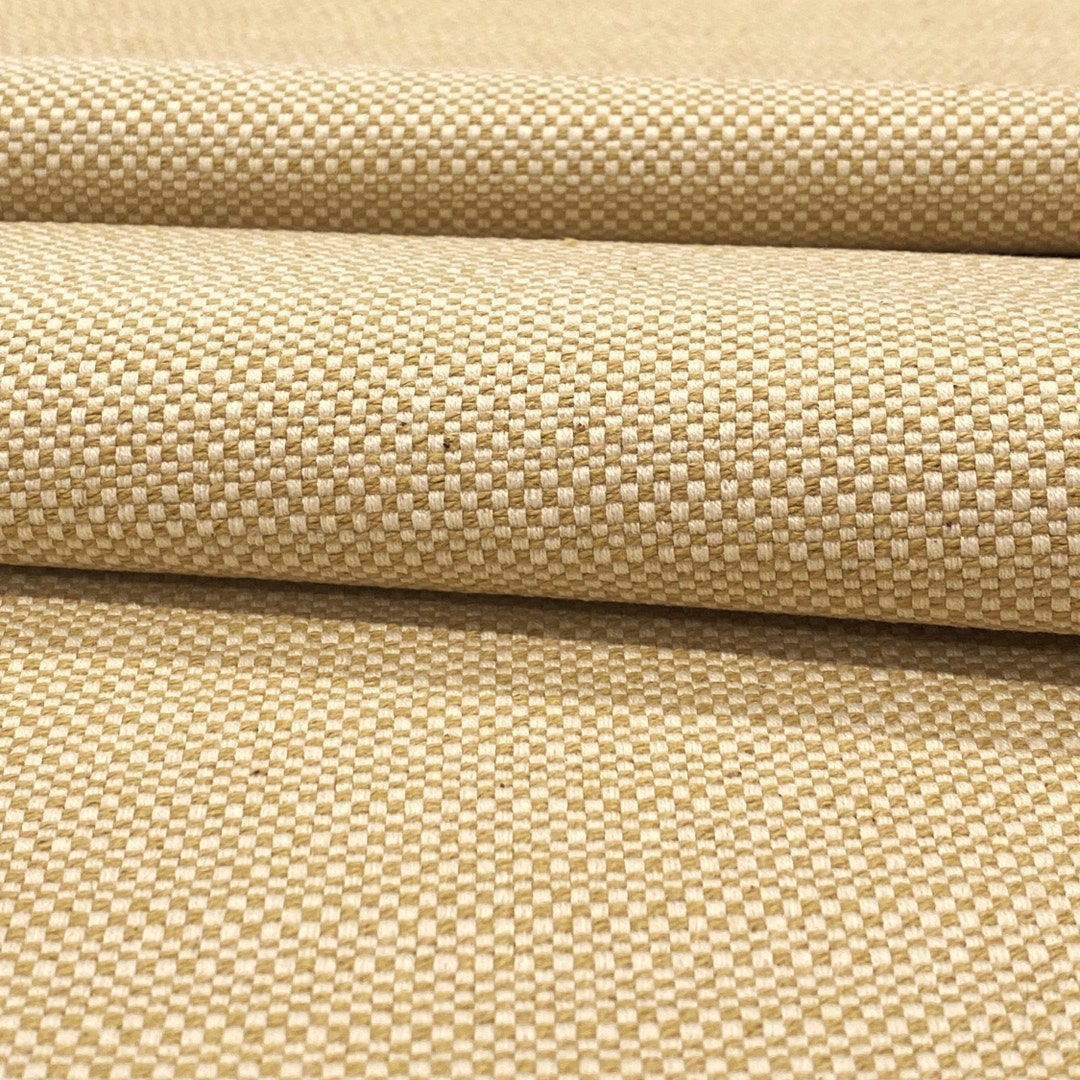 Amber Yellow Solid Basket Weave Upholstery Fabric by the Yard, Sofa