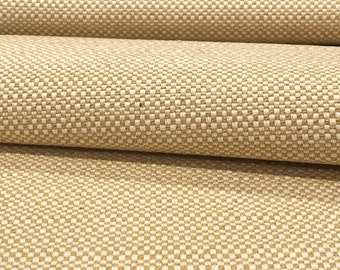 Amber Yellow Solid Basket Weave Upholstery Fabric by the yard, Sofa Chair Drapery Slipcover Pillow, Heavy Weight 100% Organic Cotton, 56" W