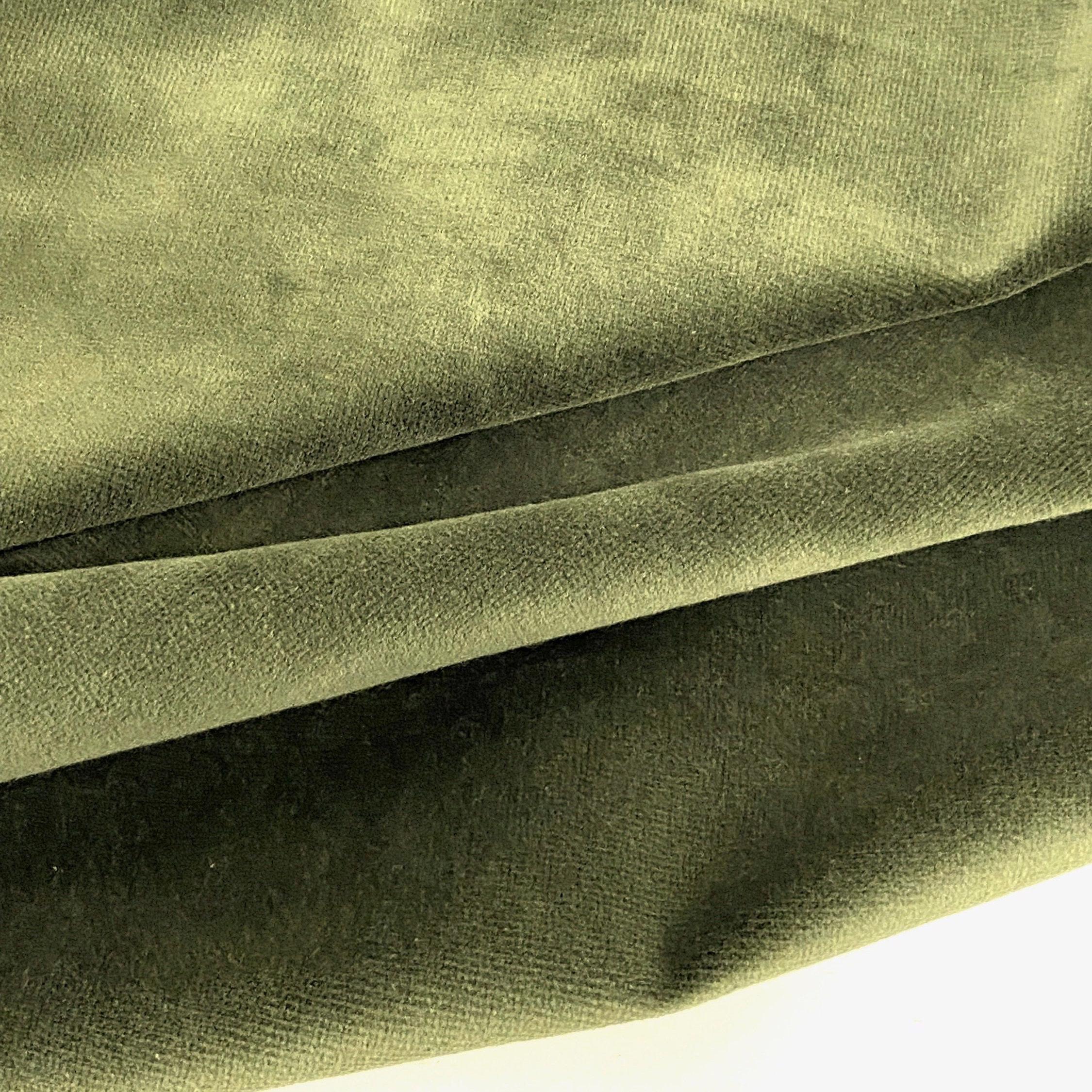 thumbnail image 2 of Luxury Green Cotton Velvet Velour Fabric - 54" Wide, 16 Oz - Sold By The Yard 2 of 6