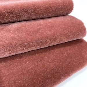 Luxurious 100% Mohair Velvet Thick Heavy Weight Upholstery Fabric by the Yard, Solid Pink #433, Sofa Chair Pillow Headboard Upholstery, 54&quot;W