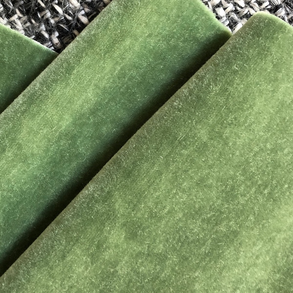 Luxurious 100% Mohair Velvet Thick Heavy Weight Upholstery Fabric by the Yard, Solid Light Green #766, Sofa Chair Headboard Upholstery, 54"W