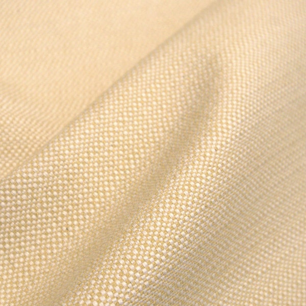 Amber Yellow Solid Basket Weave Upholstery Fabric by the yard, Sofa Chair Drapery Slipcover Pillow, Heavy Weight 100% Organic Cotton, 56" W
