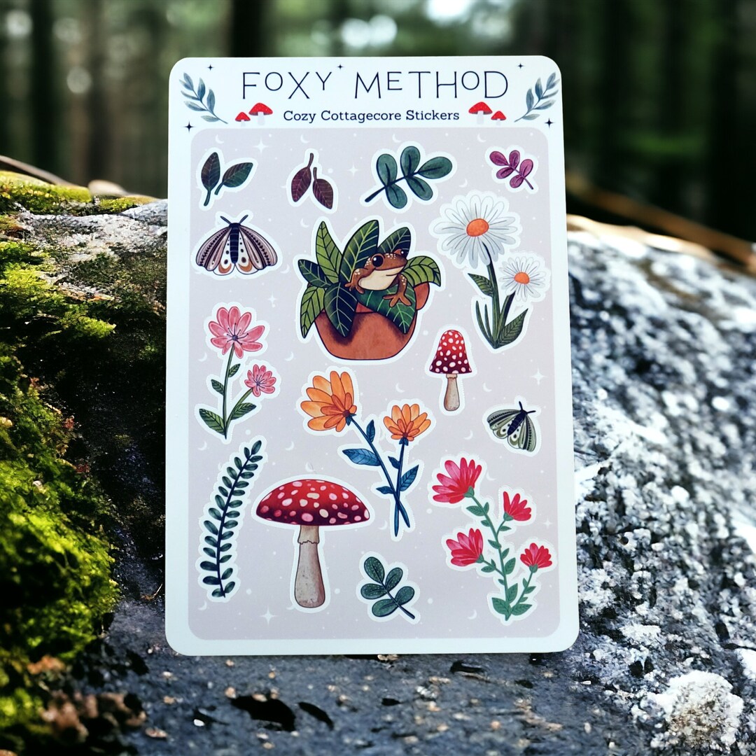 Sticker Sheet Journal Planner Stickers Cozy Cottagecore Green Witch ...