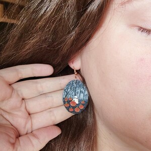 Enchanted Pumpkin Forest Ghost Earrings| Witchy Dark Cottagecore Halloween Dangle Pumpkin Earrings| Spooky Gothic Nature Boho Fall Gifts image 3