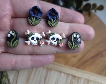 Deadly Plant Stud Earrings| Lily Of the Valley| Wolfs Banes Garden Floral Jewelry| Gothic Botanicals| Stainless Steel Polymer Clay Studs