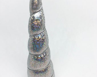 Silver Hologram -5” unicorn horn , DIY birthday supply,felt unicorn horn, party unicorn horns