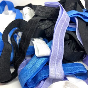 5 yards Grab bag  solid elastic 5/8” fold over elastic,DIY hair tie, assorted elastic,headband elastic