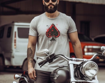 Abstract Spade Graphic unisex TShirt  Original 90&#39;s Grunge style Tee Texas Hold Em poker gift Distressed card player spades poker Gift
