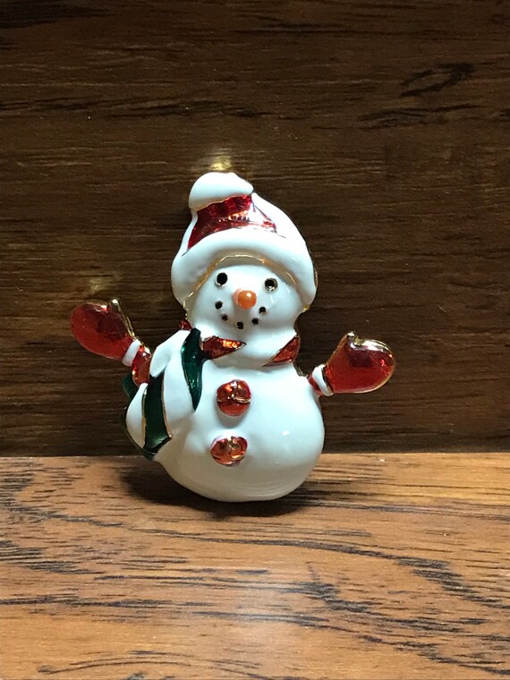 Vintage Christopher Radko Snowman Christmas Pin/B… - image 1