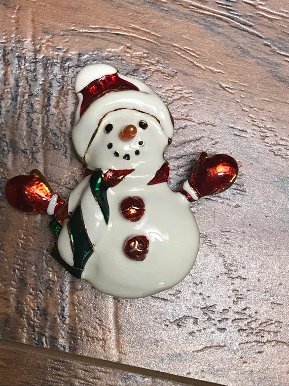 Vintage Christopher Radko Snowman Christmas Pin/B… - image 2