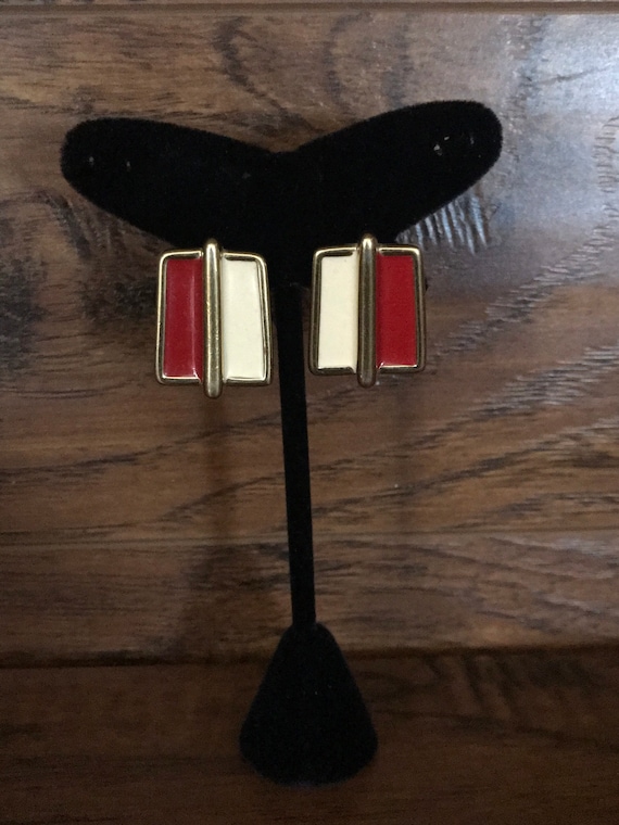 Vintage Monet Geometric Earrings - image 1