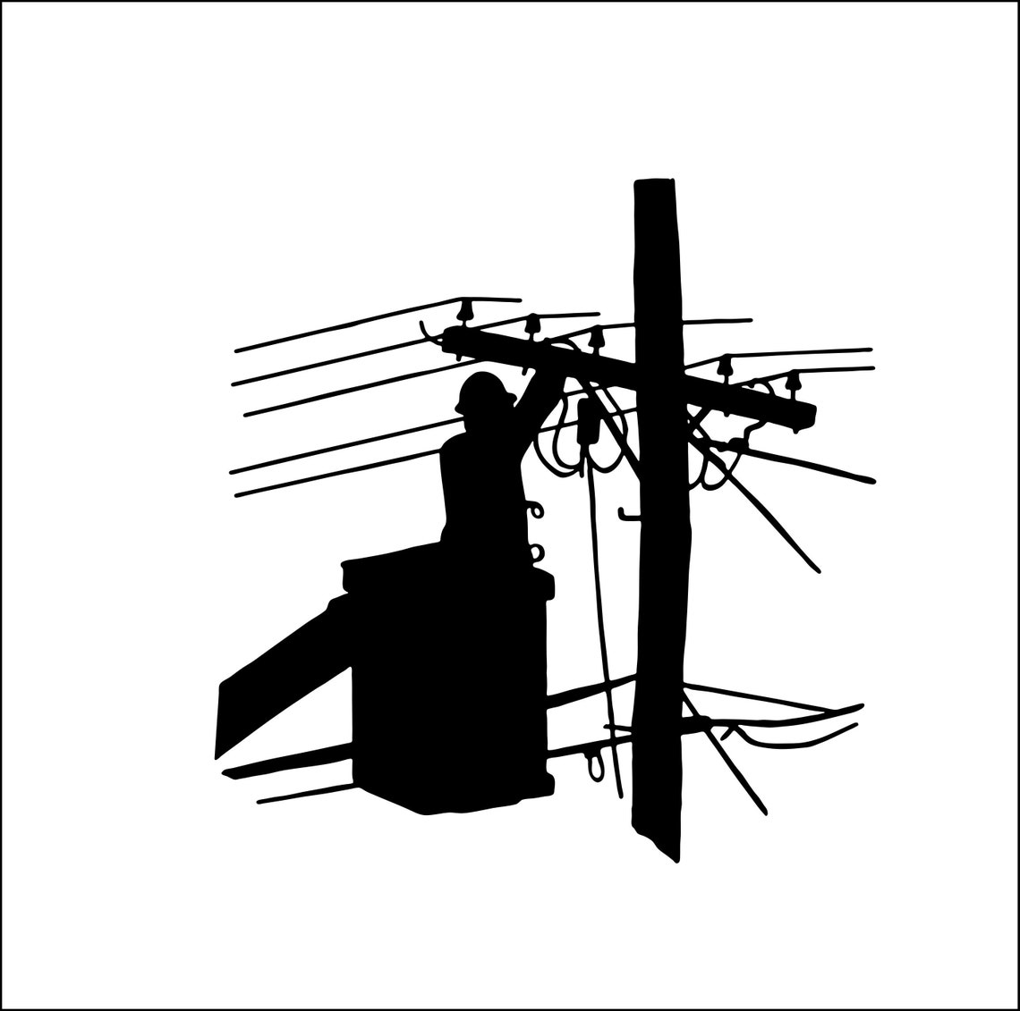 Lineman Powerlines bucket truck Electrician Power Line Worker Etsy