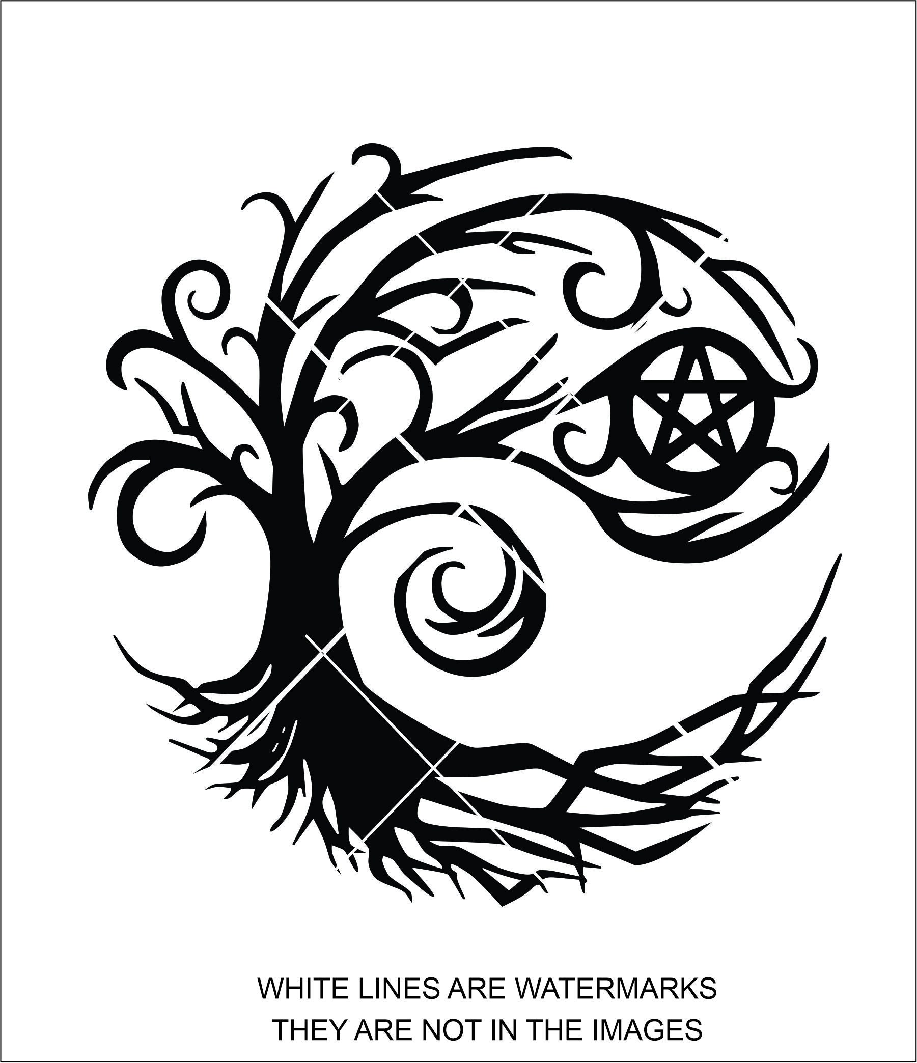 Pentacle Wiccan Tree svg Tree svg Faith Symbol Tree Scene | Etsy