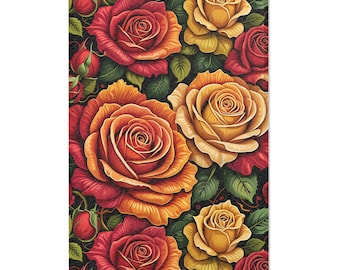 Autumn Ombre Rose Area Rug, Vintage Floral Pattern, Home Decor