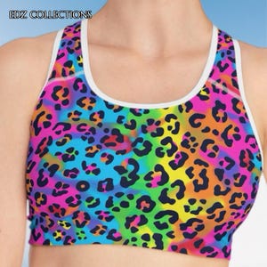 Rainbow Leopard Print Sports Bra: Vibrant Activewear