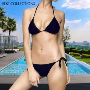 Darkest Purple Cheetah Leopard Print Women&#39;s Bikini Swimsuit, Summer Beachwear, Pool Party, Tropical Vacations, Animal Print Bikini