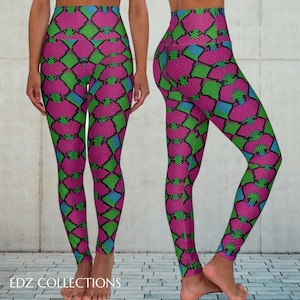 Neon Zebra Print High Waisted Yoga Leggings for Workout, Animal Print Leggings, Stylish Activewear, Trendy Leggings, Unique Gym Pants