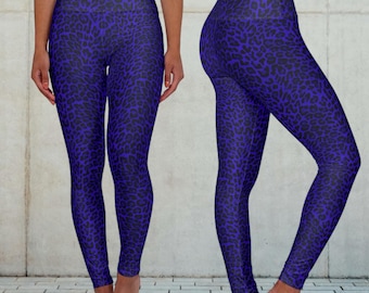 Electric Grape Leopard Print High Waisted Leggings