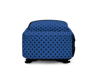 Blue Polka Dot Backpack: Stylish Travel Bookbag, Everyday  display picture 2