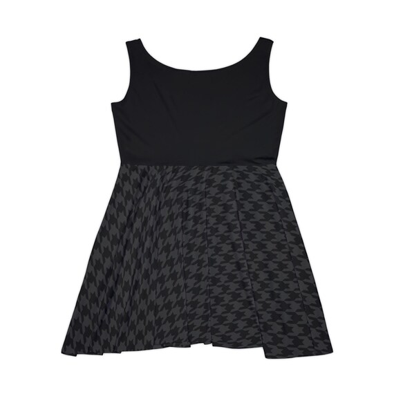 houndstooth skater dress Houndstooth Skater Dress: Black & Gray Polyester Spandex Blend